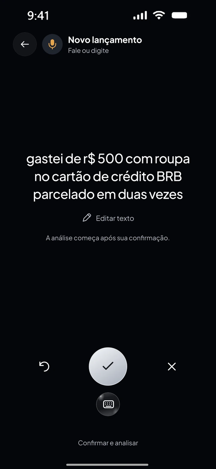 Confirmação dos dados transcritos pela IA
