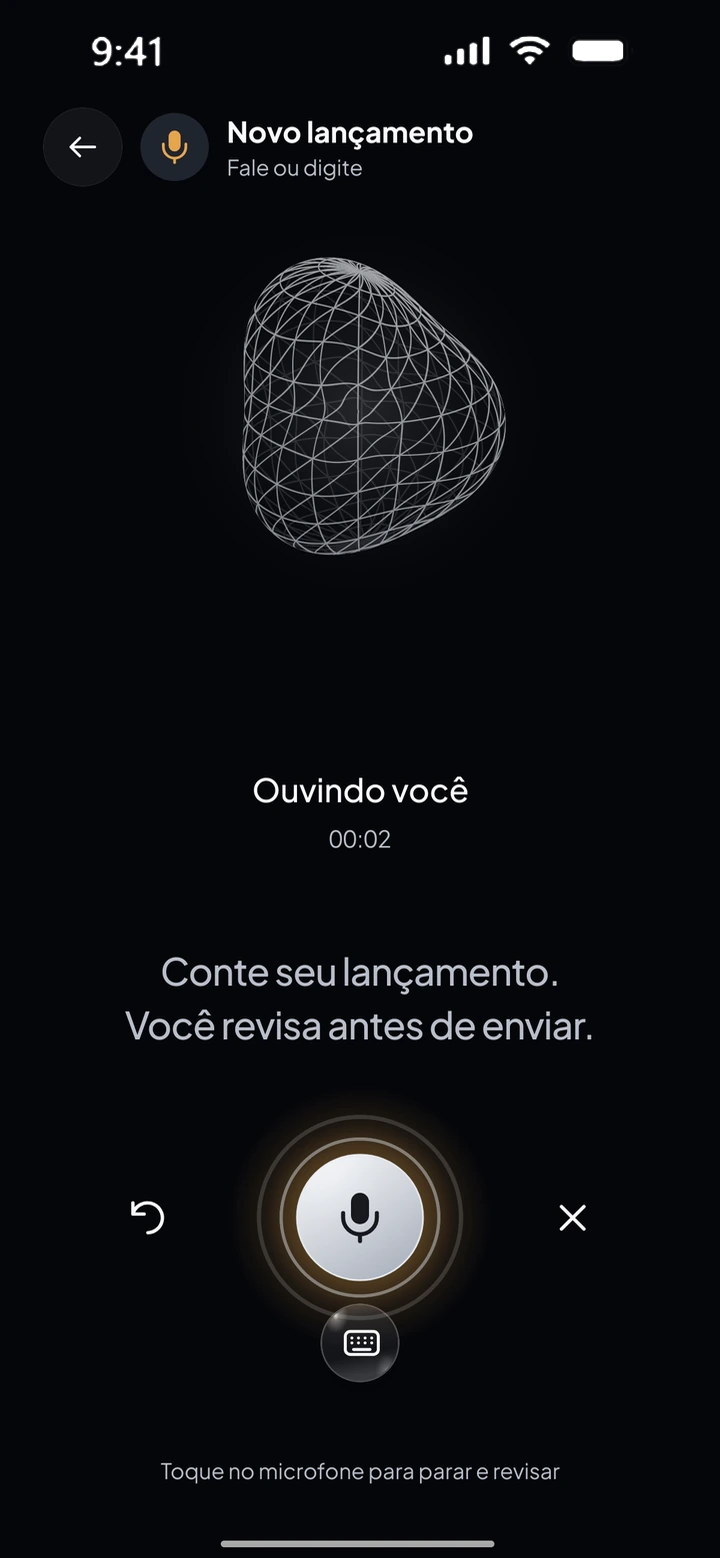 Registro por comando de voz com orbe inteligente no ViKash